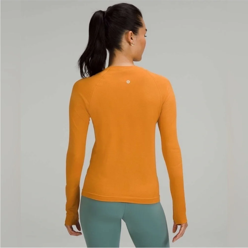 Lululemon Swifty Tech Long Sleeve Workout Top Orange Size 6
